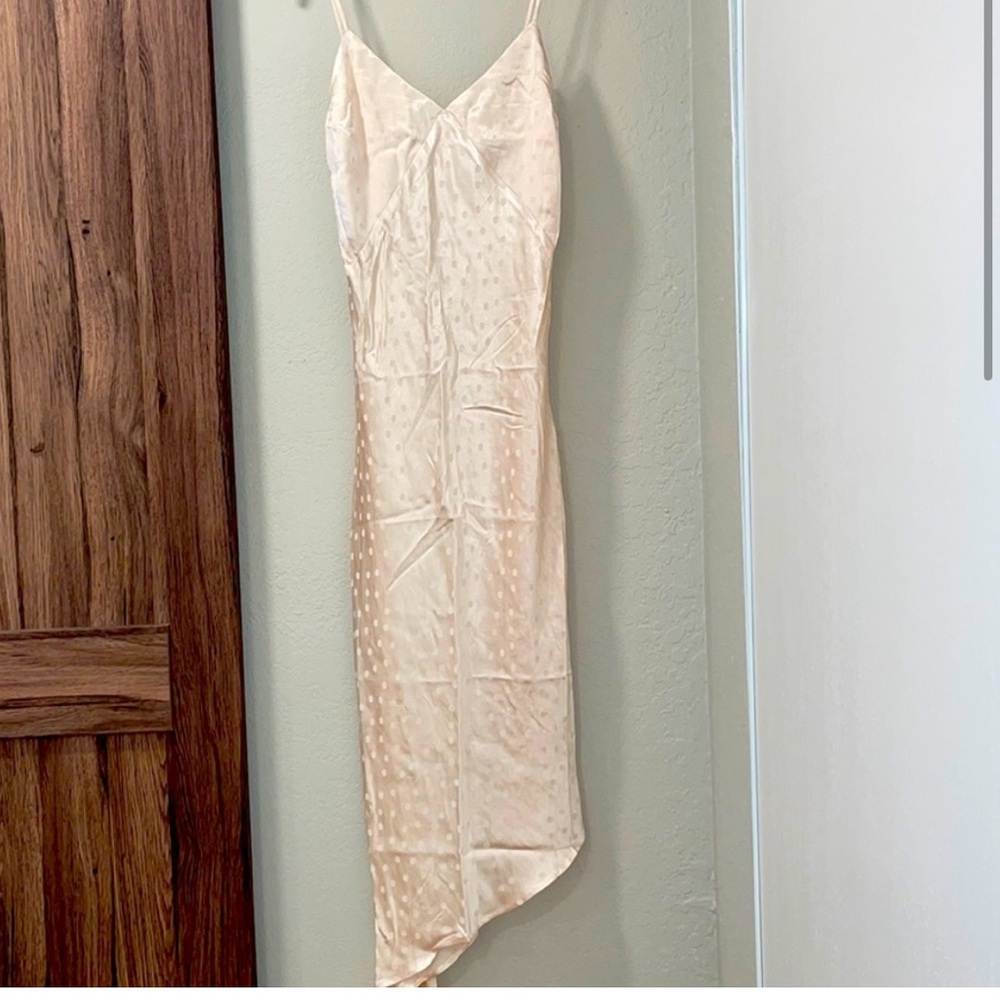 NWT lovestitch satin polka dot ivory asymmetrical dress